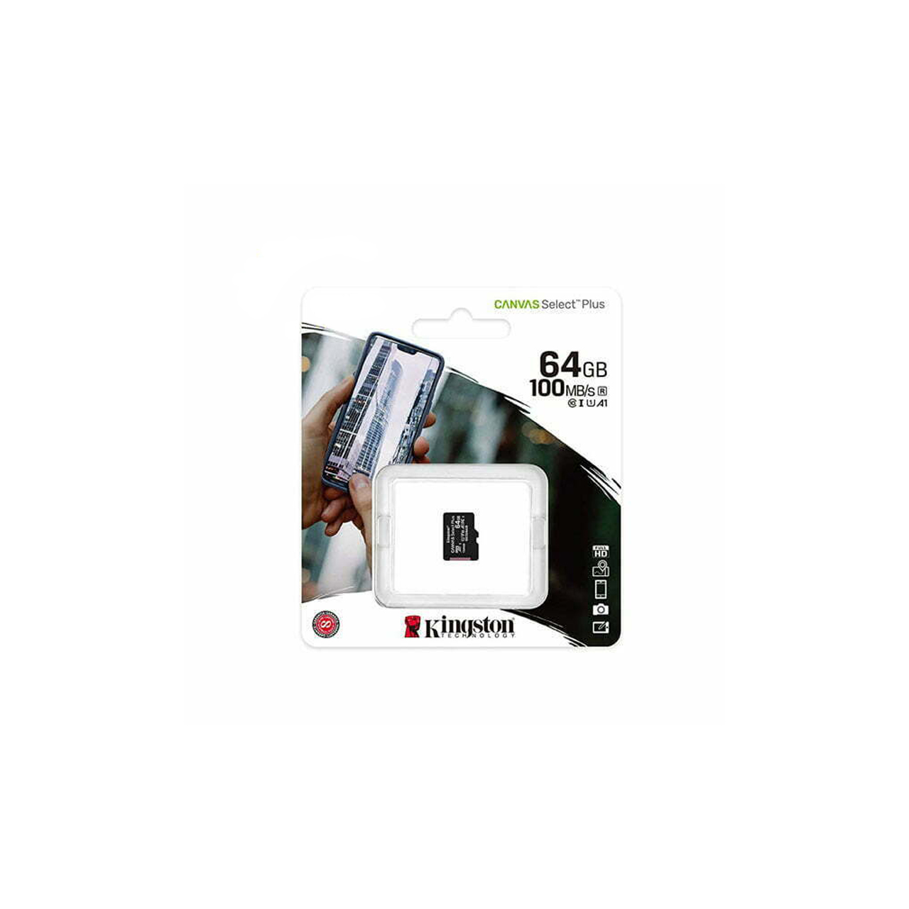 Kingston Micro SD 64GB Canvas Select Plus Class 10 UHS-I U1 V10 A1, Read up to 100MB/s