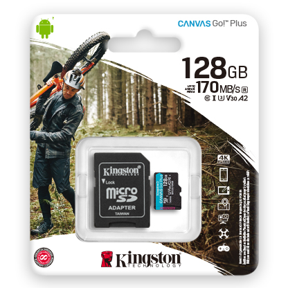 Kingston micro sd 128gb 170mb/s class 10 + sd adapter