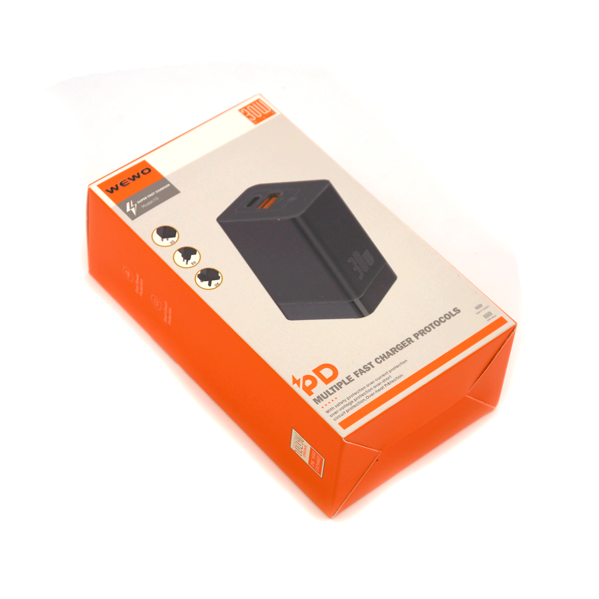 WEWO i13 PD+USB Punjač QC 30W/3A (NEW design) crni