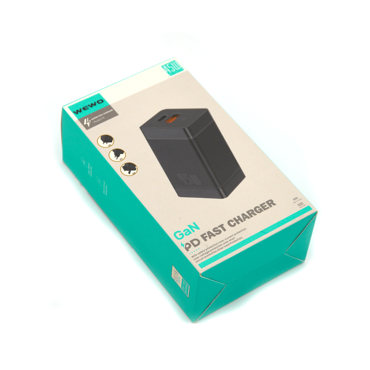 WEWO i14 PD+USB Punjač QC 45W/3A (NEW design) crni
