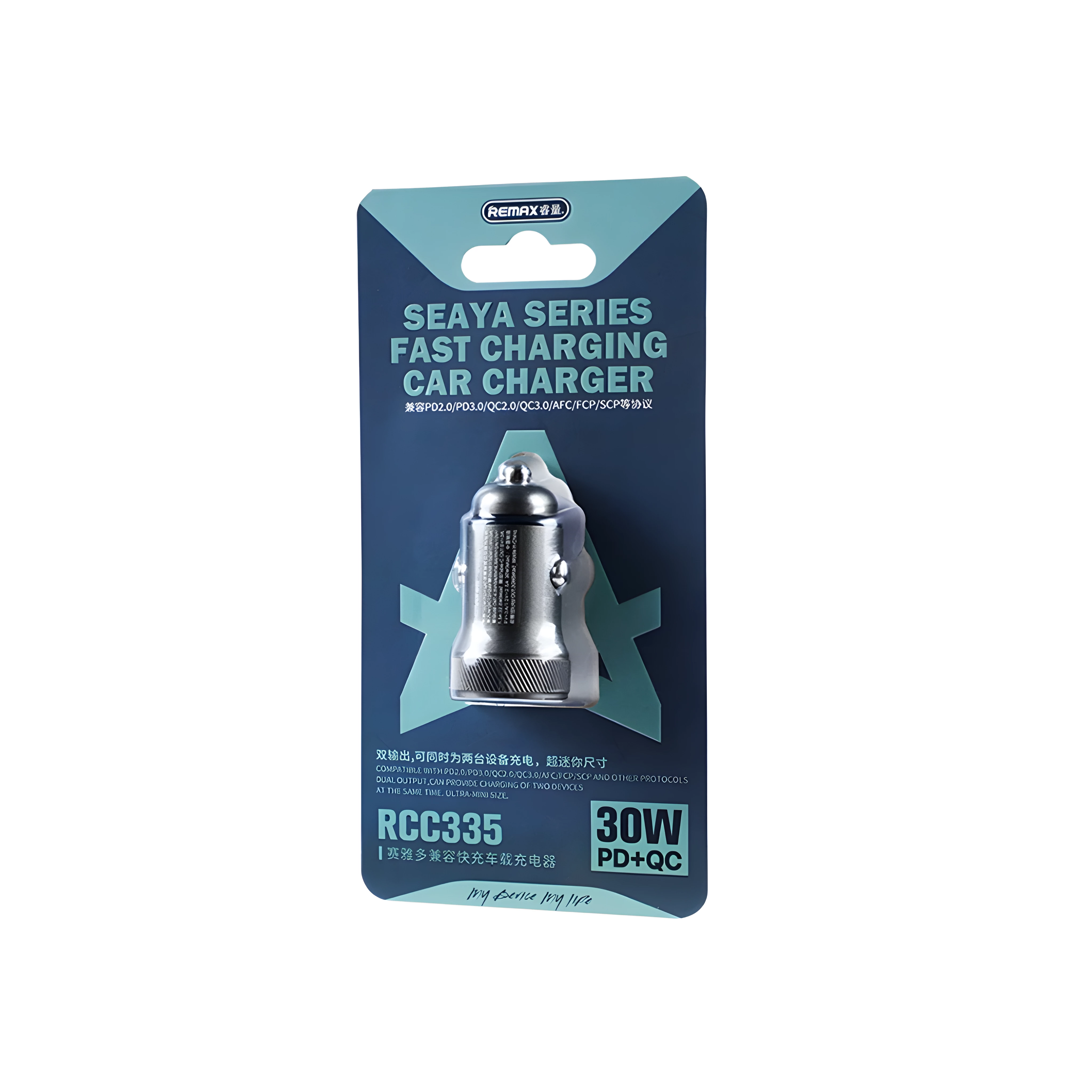 Auto punjač remax seaya rcc-335 fast charge pd+usb 30w (sivi)