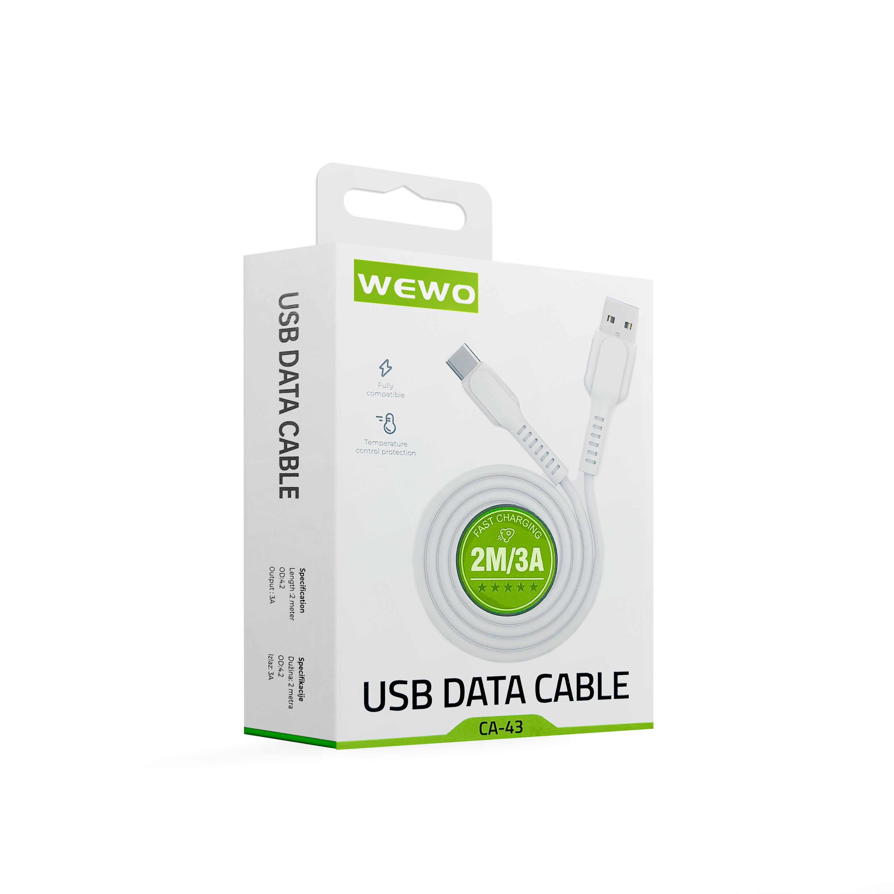 Usb data cable wewo ca-43 fast type-c 3a beli 2m