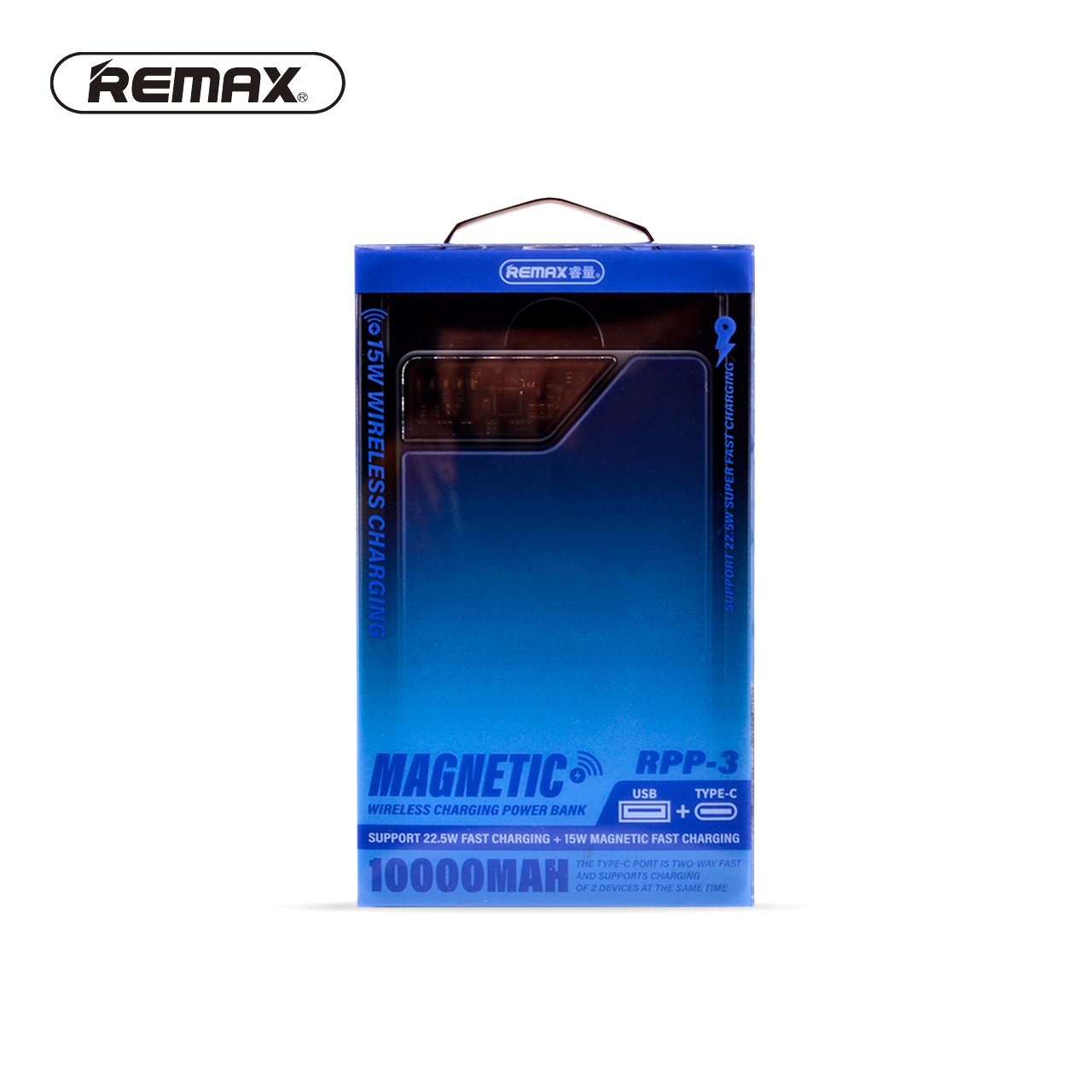 Power bank remax vocard rpp-3 20w+22.5w pd+qc magnetic wireless 10000mah (plavi)