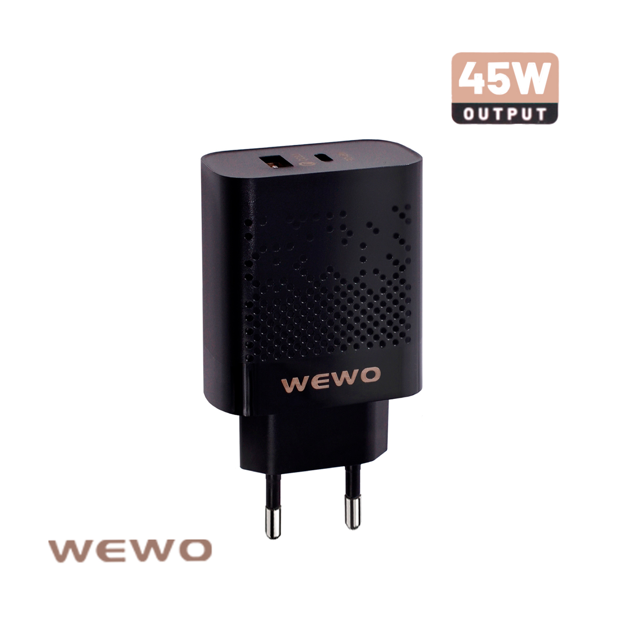 Wewo pd+usb punjač qc 45w/3a (crni)