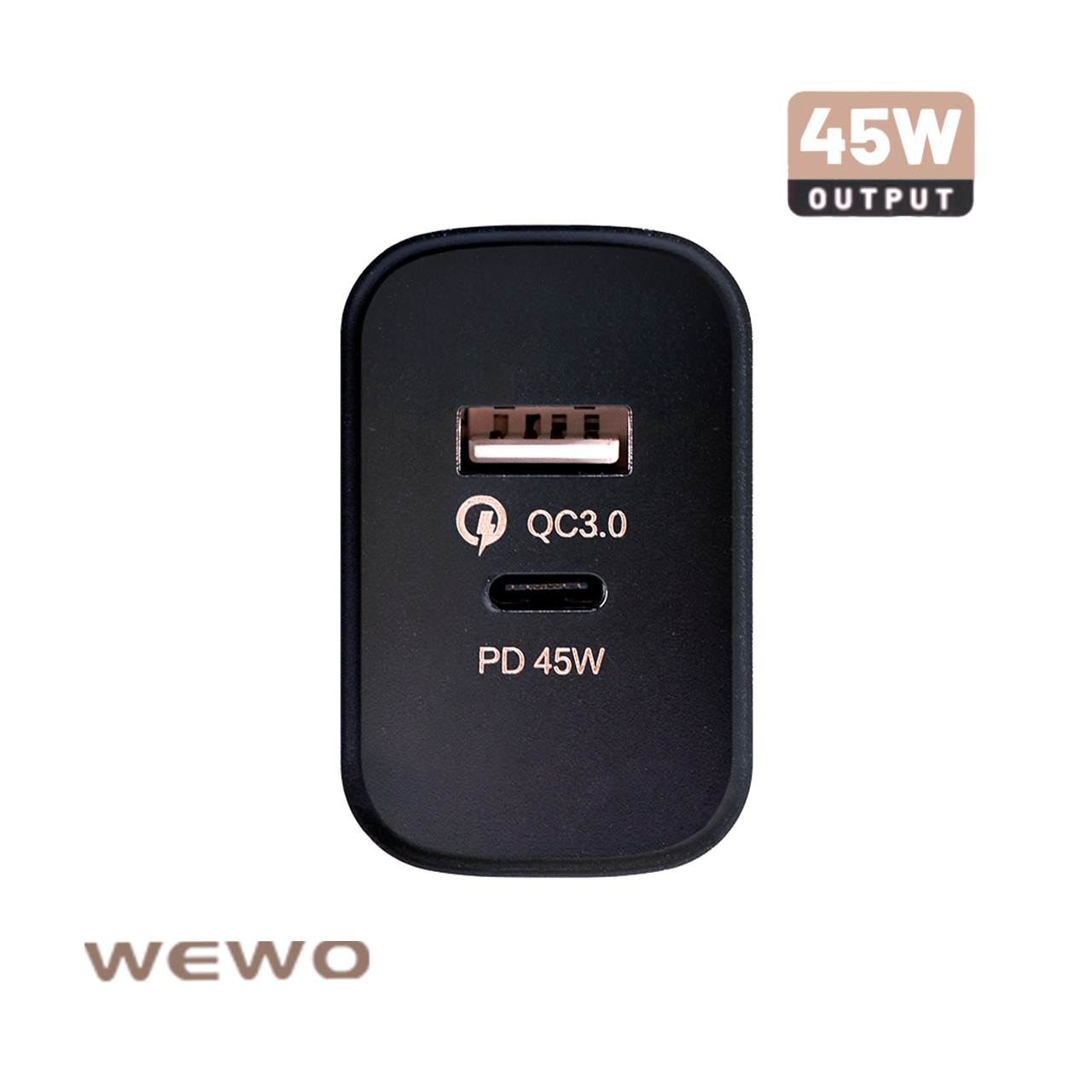 Wewo pd+usb punjač qc 45w/3a (crni)