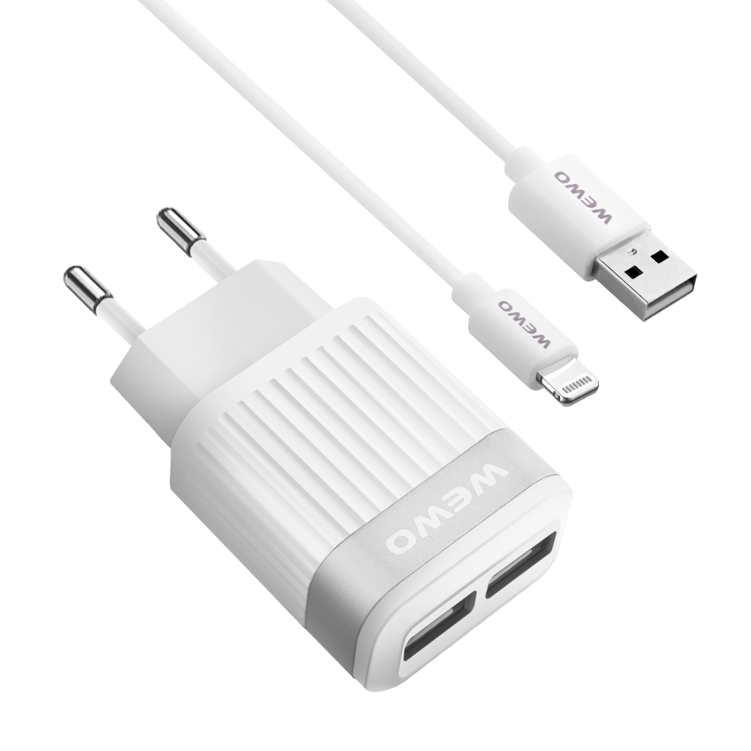 Wewo w-015 punjač 2xusb 2.4a + iphone usb cable (white)