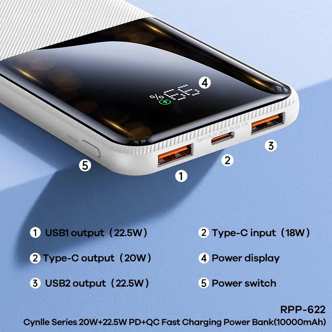 Power bank remax cynlle rpp-622 20w+22.5w pd/qc fast charge 10000mah (beli)