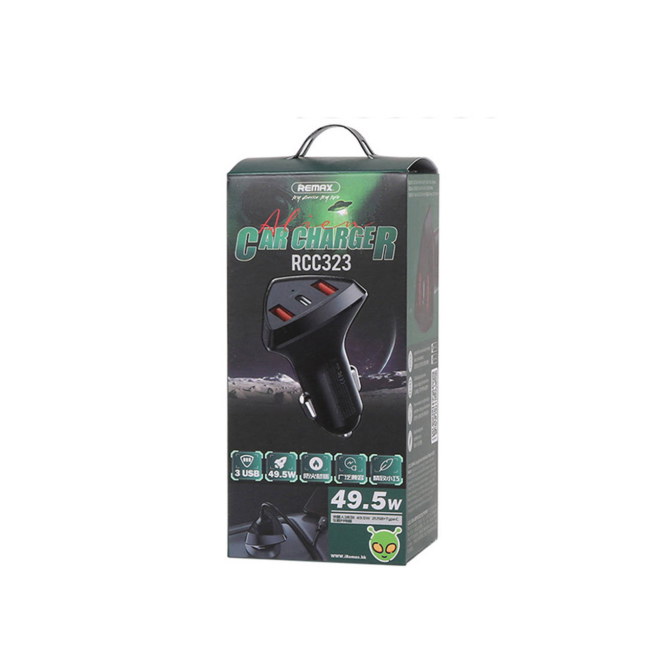 Auto punjač remax alien iii rcc-323 pd+2xusb 49.5w (crni)