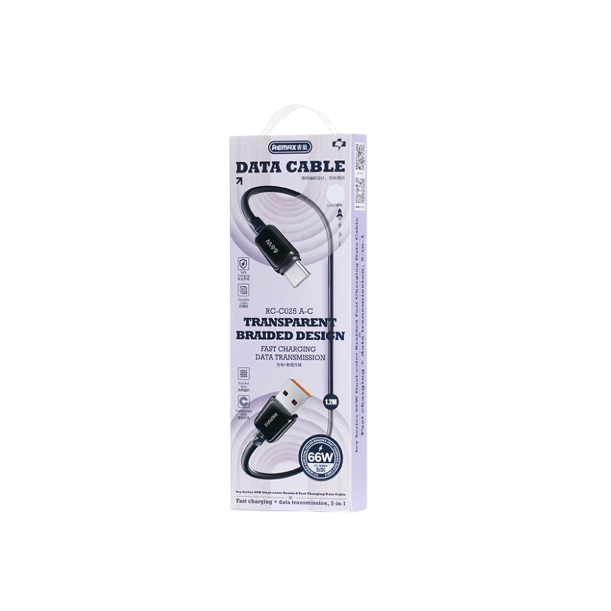 Usb data cable remax rc-c025 icy 66w fast charge type-c beli 1.2m