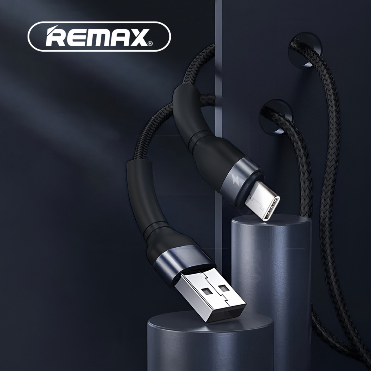 USB Data Cable REMAX RC-124a JANY 2.4A FAST CHARGE ALU Type-C crni 1m