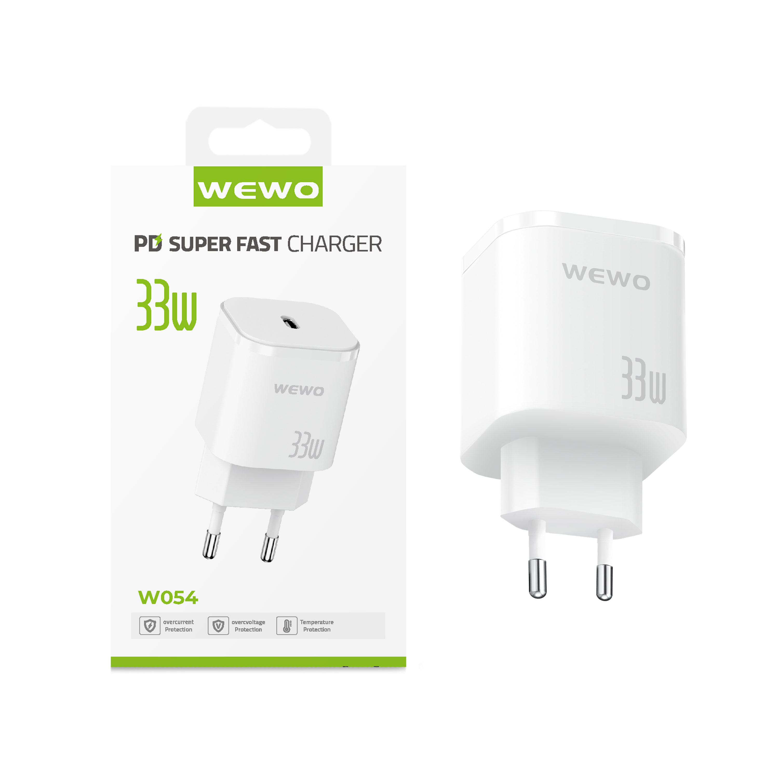 Wewo w054 super fast pd type-c punjač 33w/3a (beli)