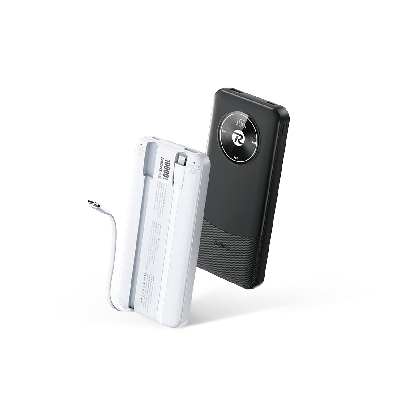 Power bank remax pinjur rpp-37 20w+22.5w pd/qc fast charge - built-in cables 10000mah (crni)