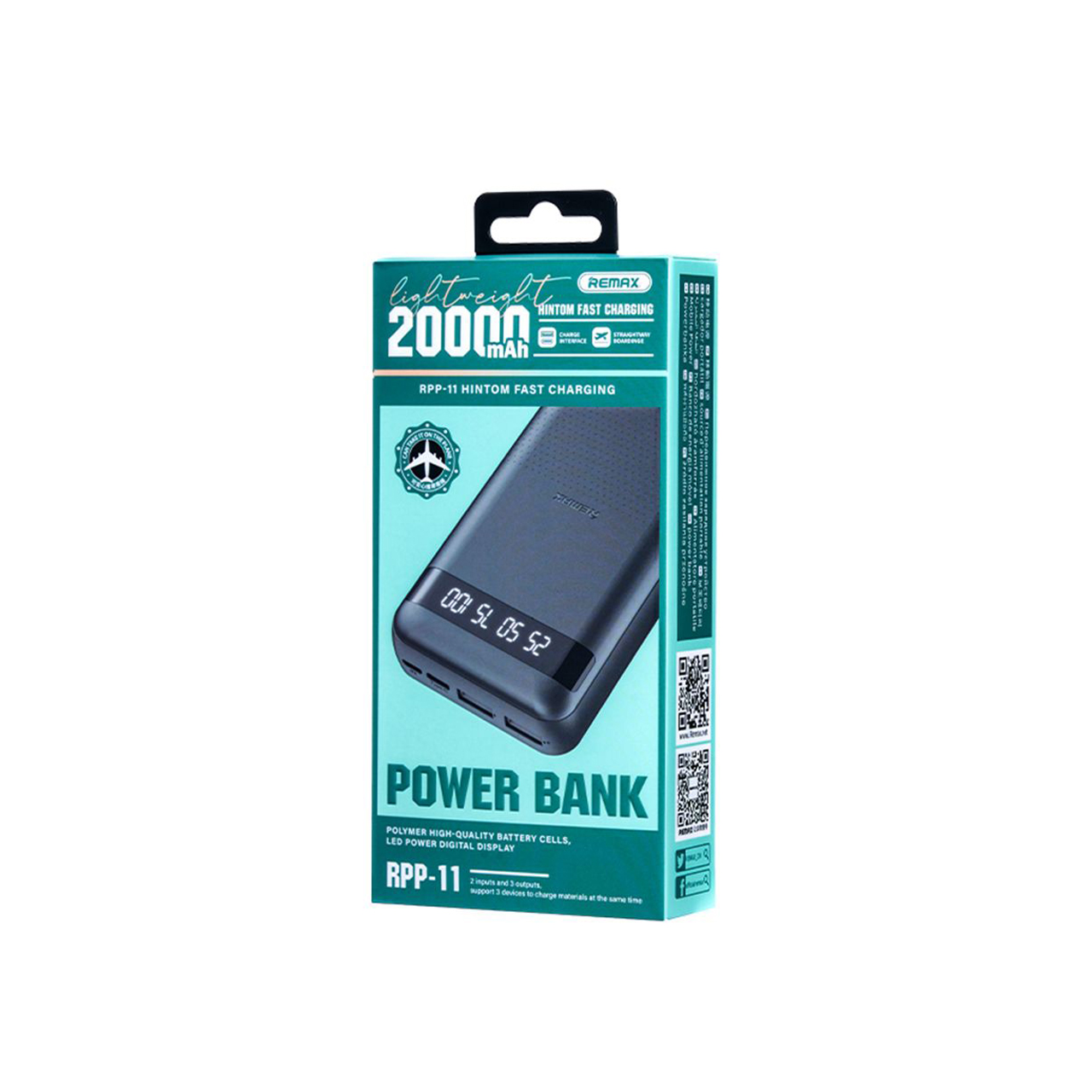Power bank remax hintom rpp-11 2.4a fast charge 20000mah (crni)