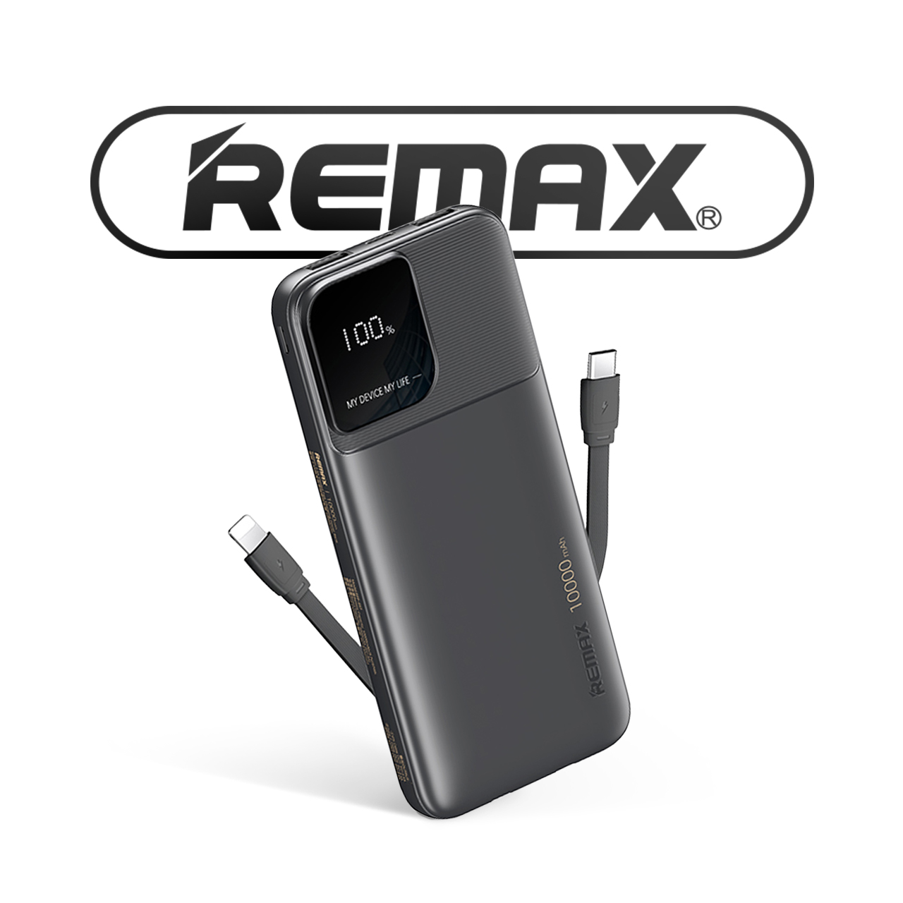Power Bank REMAX RELLAEN RPP-657 2.4A FAST CHARGE - BUILT-IN CABLE 10000mAh (crni)