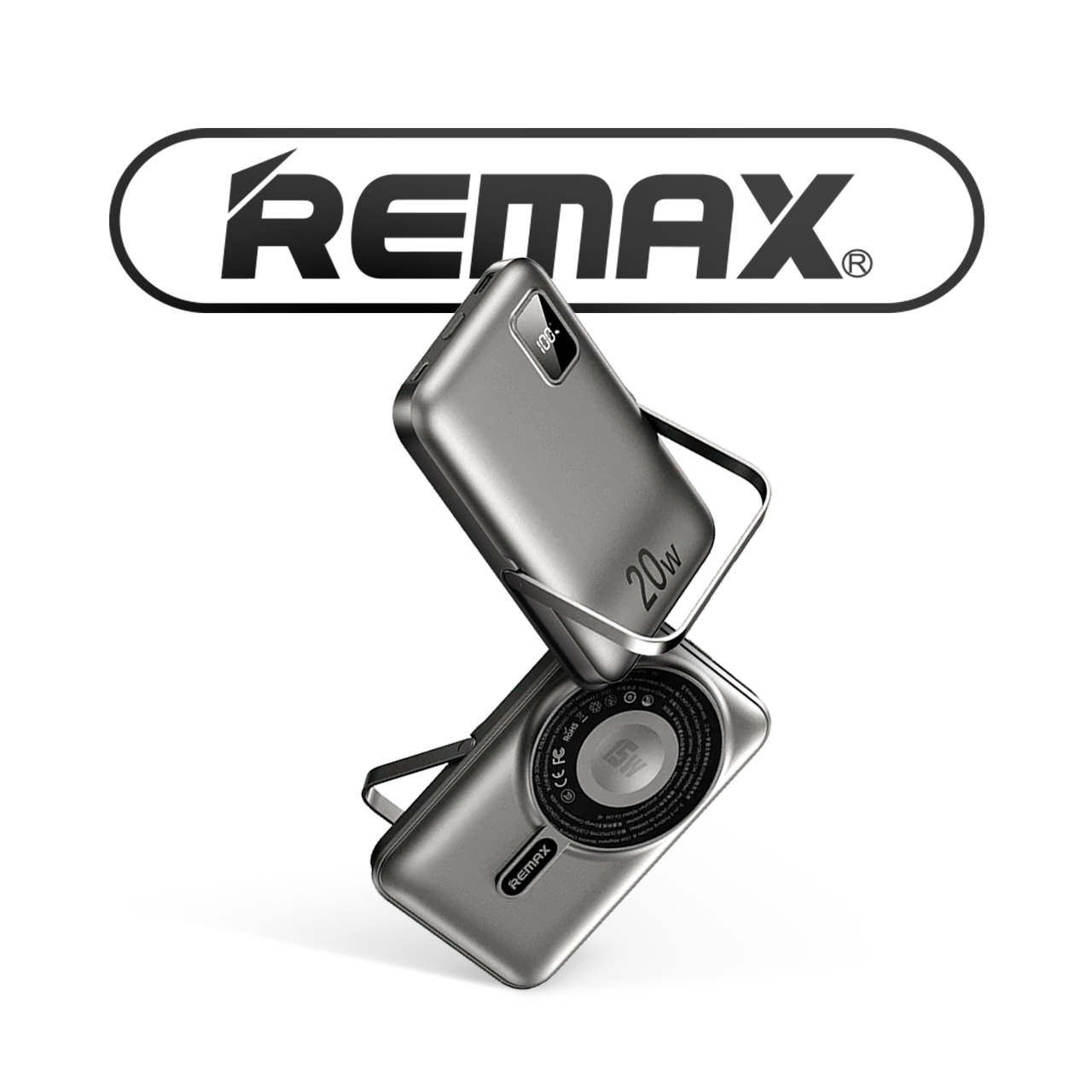 Power Bank REMAX RPP-695 3in1 MAGNETIC WIRELESS FAST CHARGE - HOLDER 10000mAh (sivi)