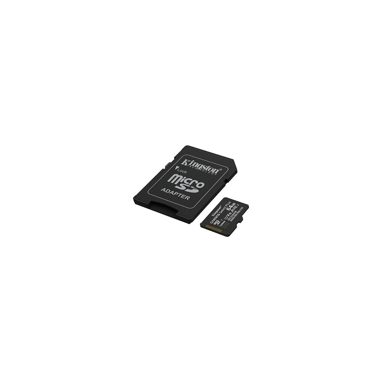 Kingston micro sd 64gb canvas select plus class 10 uhs-i u1 v10 a1, read up to 100mb/s, w/sd adapter