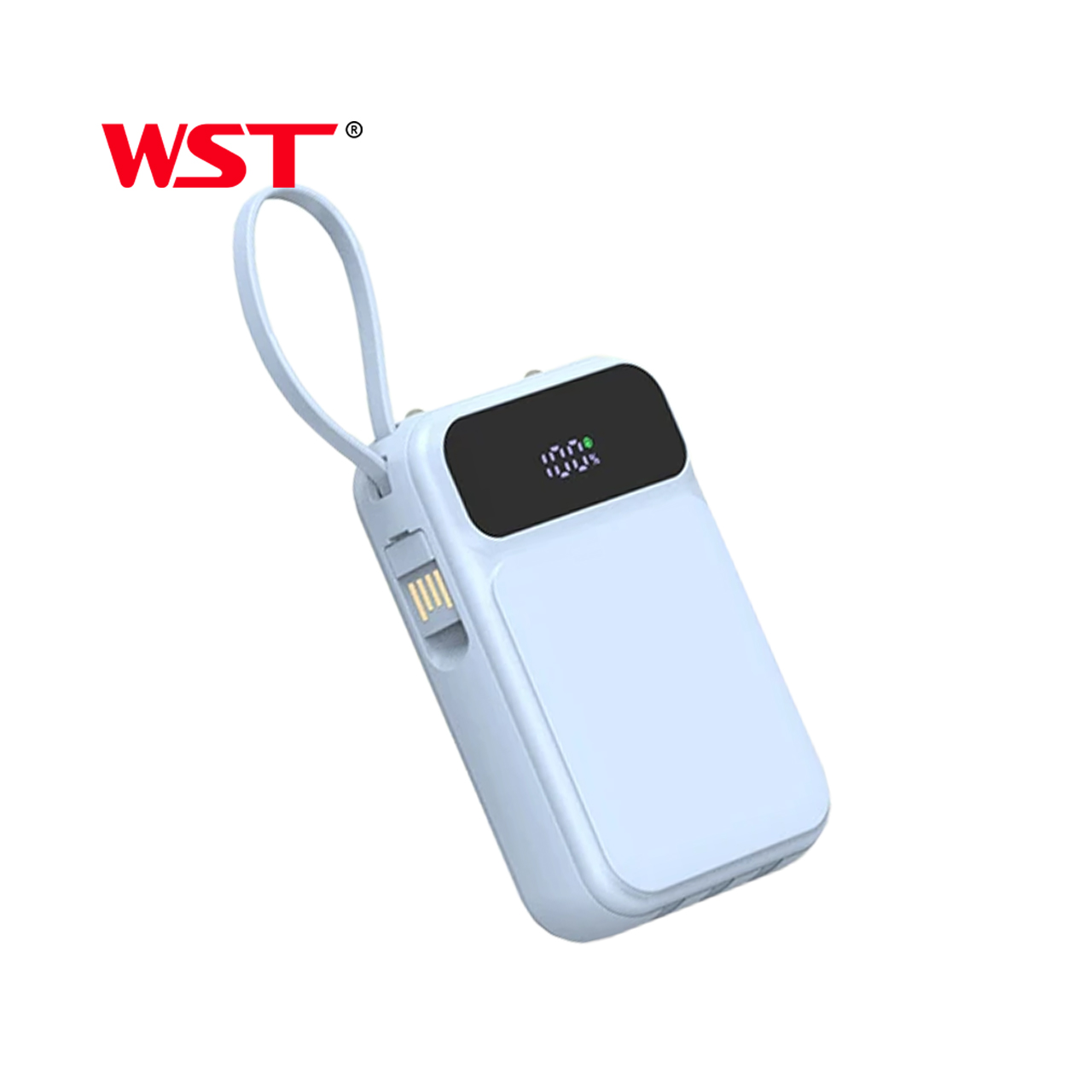 Power bank wst wdx274 10000 mah 22.5w pd fast charge with type-c/lightning/micro cable (plavi)