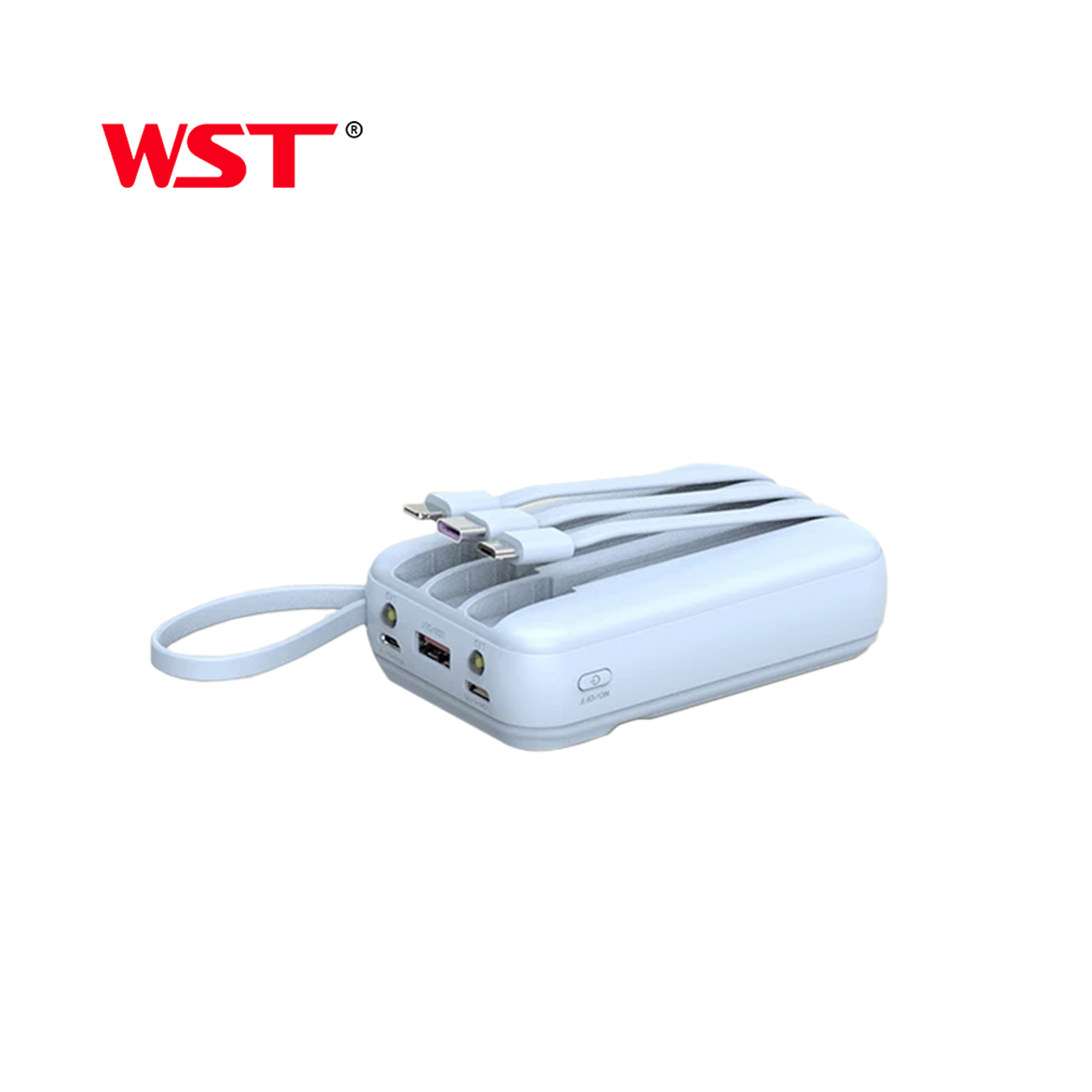 Power bank wst wdx274 10000 mah 22.5w pd fast charge with type-c/lightning/micro cable (plavi)