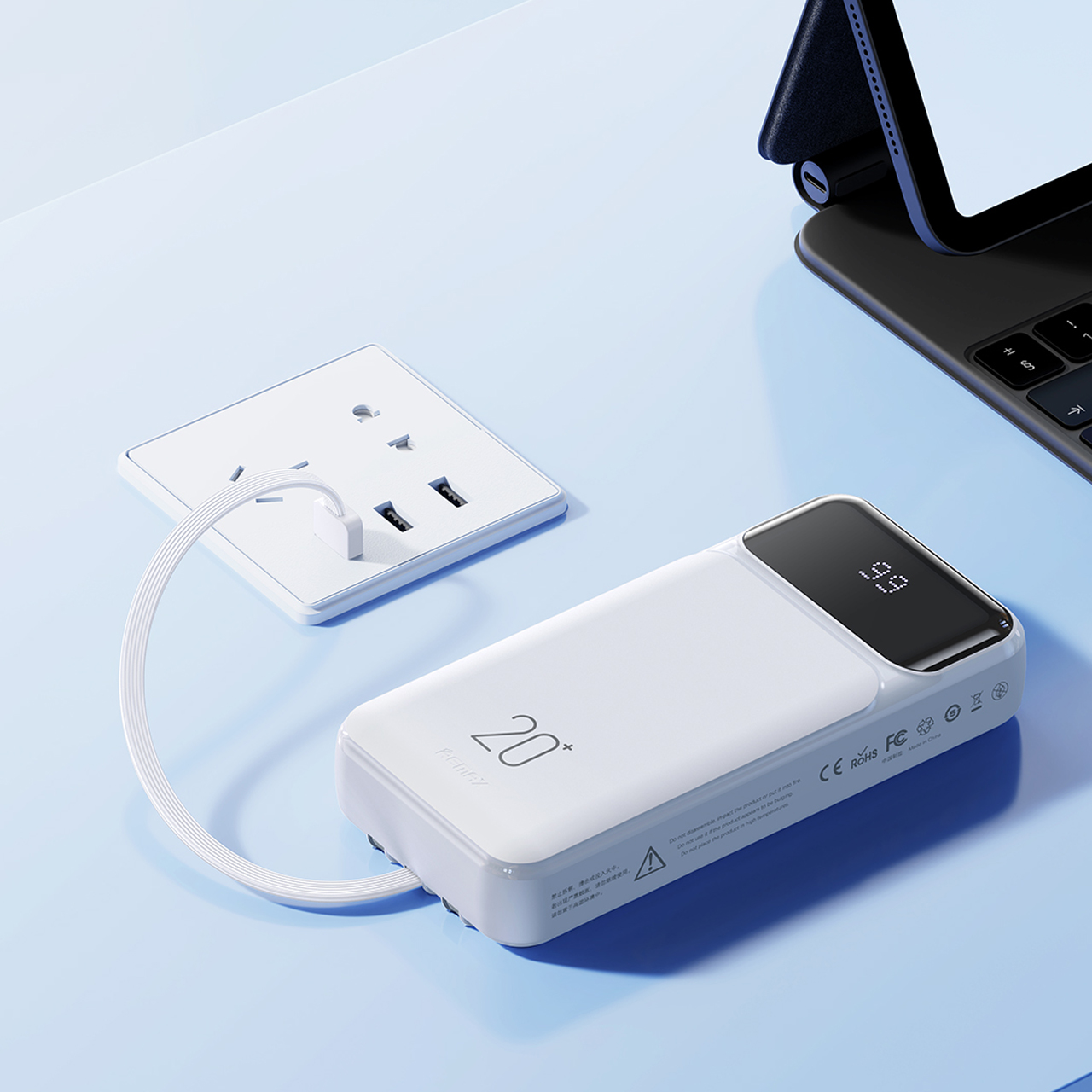 Power bank remax reyluck rpp-686 20w+22.5w pd/qc fast charge built-in cables 20000mah (beli)