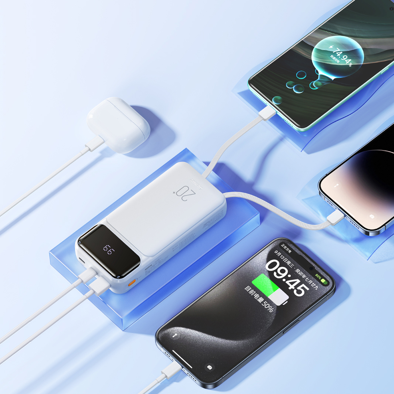 Power bank remax reyluck rpp-686 20w+22.5w pd/qc fast charge built-in cables 20000mah (beli)