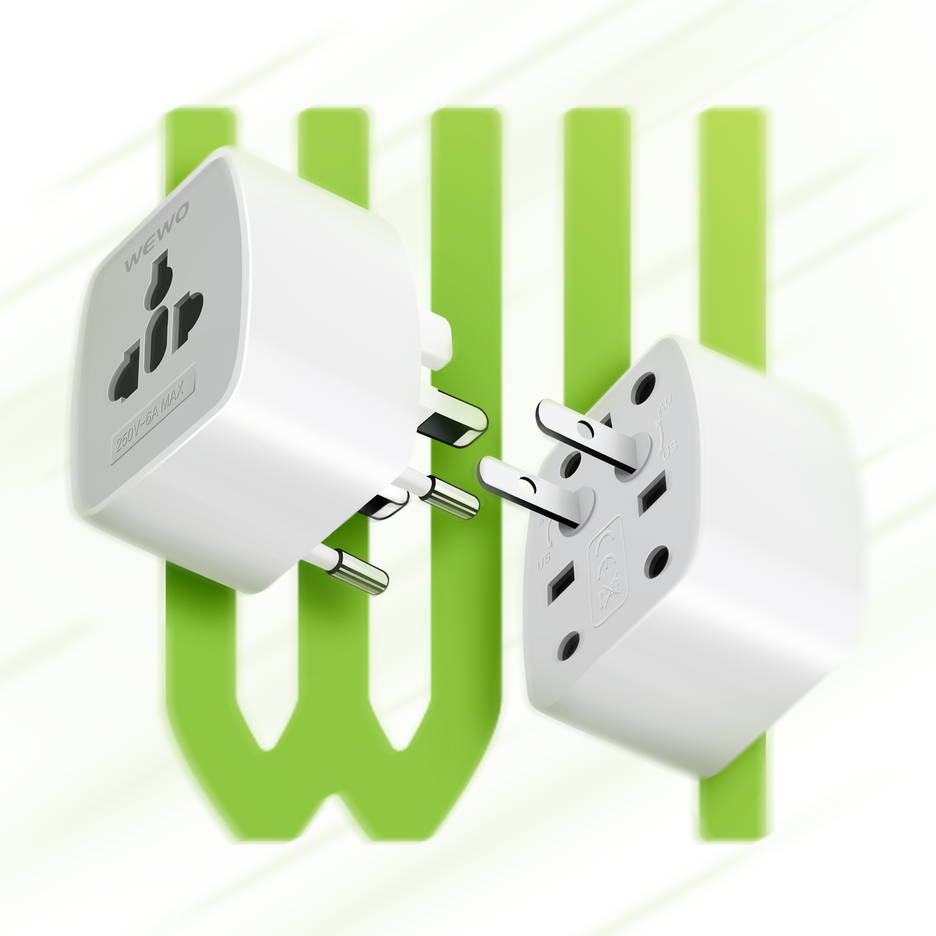 Wewo w4 univerzalni adapter 100-250v 6a usa/uk/aus/eu (beli)