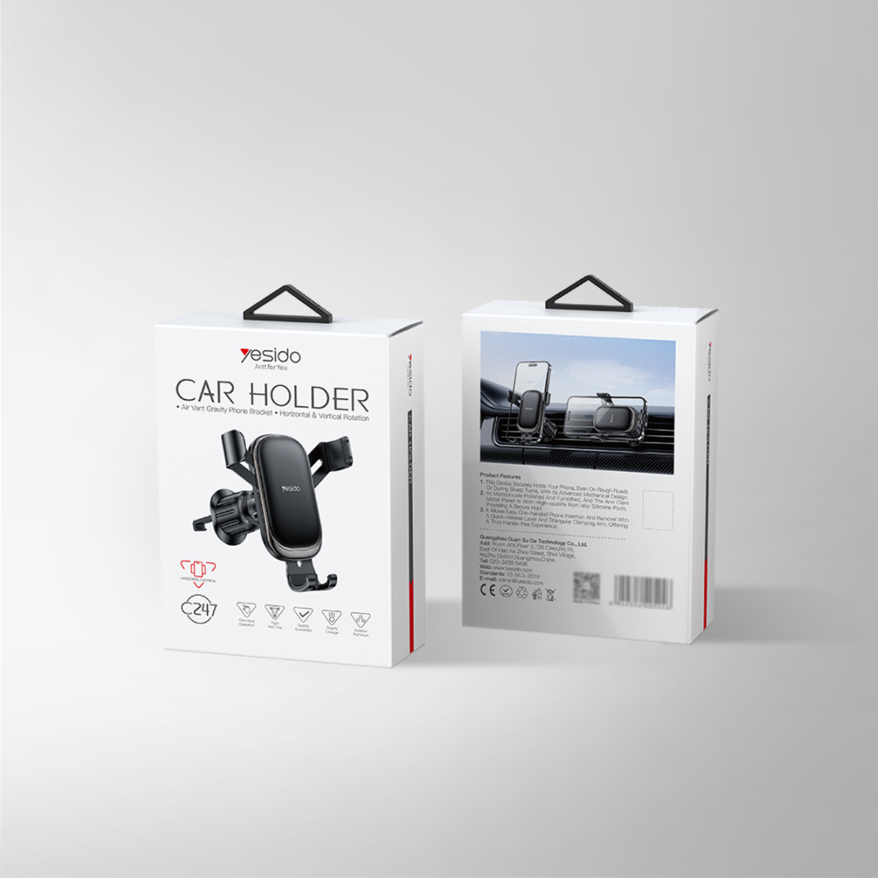 Držač za mobilni telefon yesido gravity za ventilaciju (c247) black