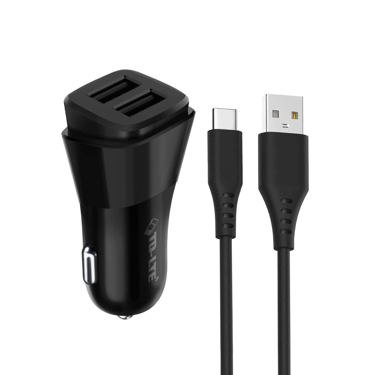 Powerful td-lte c21 auto punjač usb 2.4a + type-c usb data cable (crni)