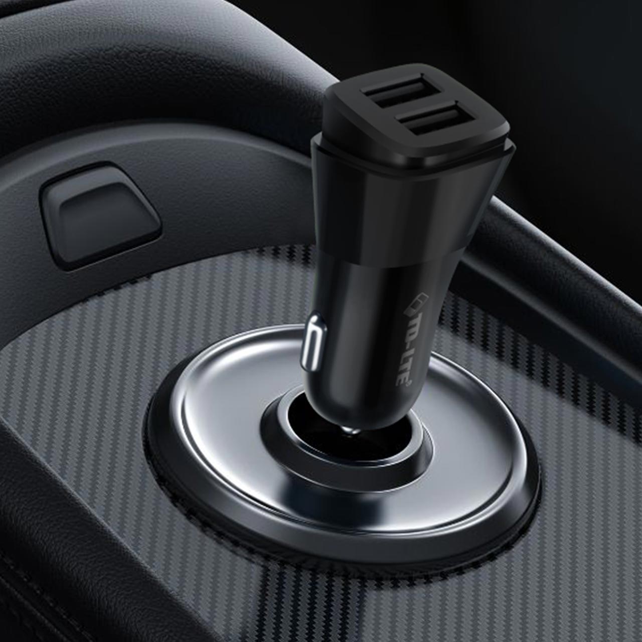 Powerful td-lte c21 auto punjač usb 2.4a + type-c usb data cable (crni)