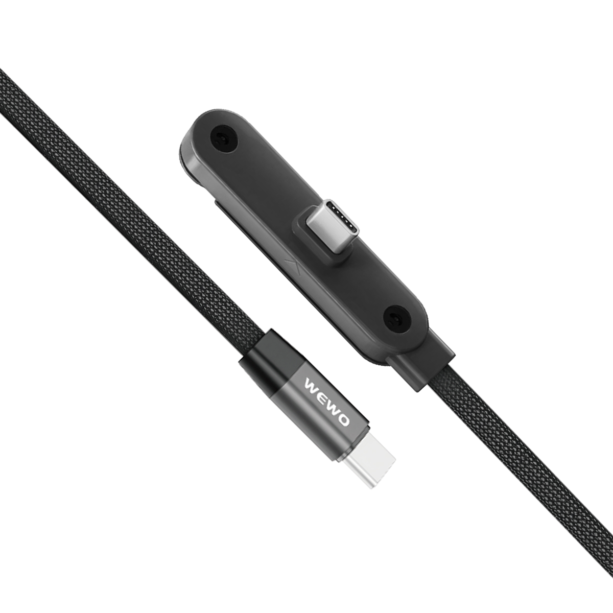 Usb data cable wewo textile sa stalkom fast pd 240w/12a type c na type c crni 1.5m