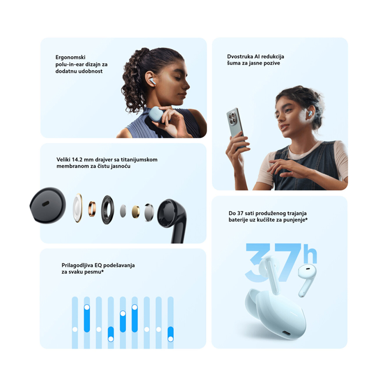 Slušalice bluetooth xiaomi redmi buds 8 active (bele)
