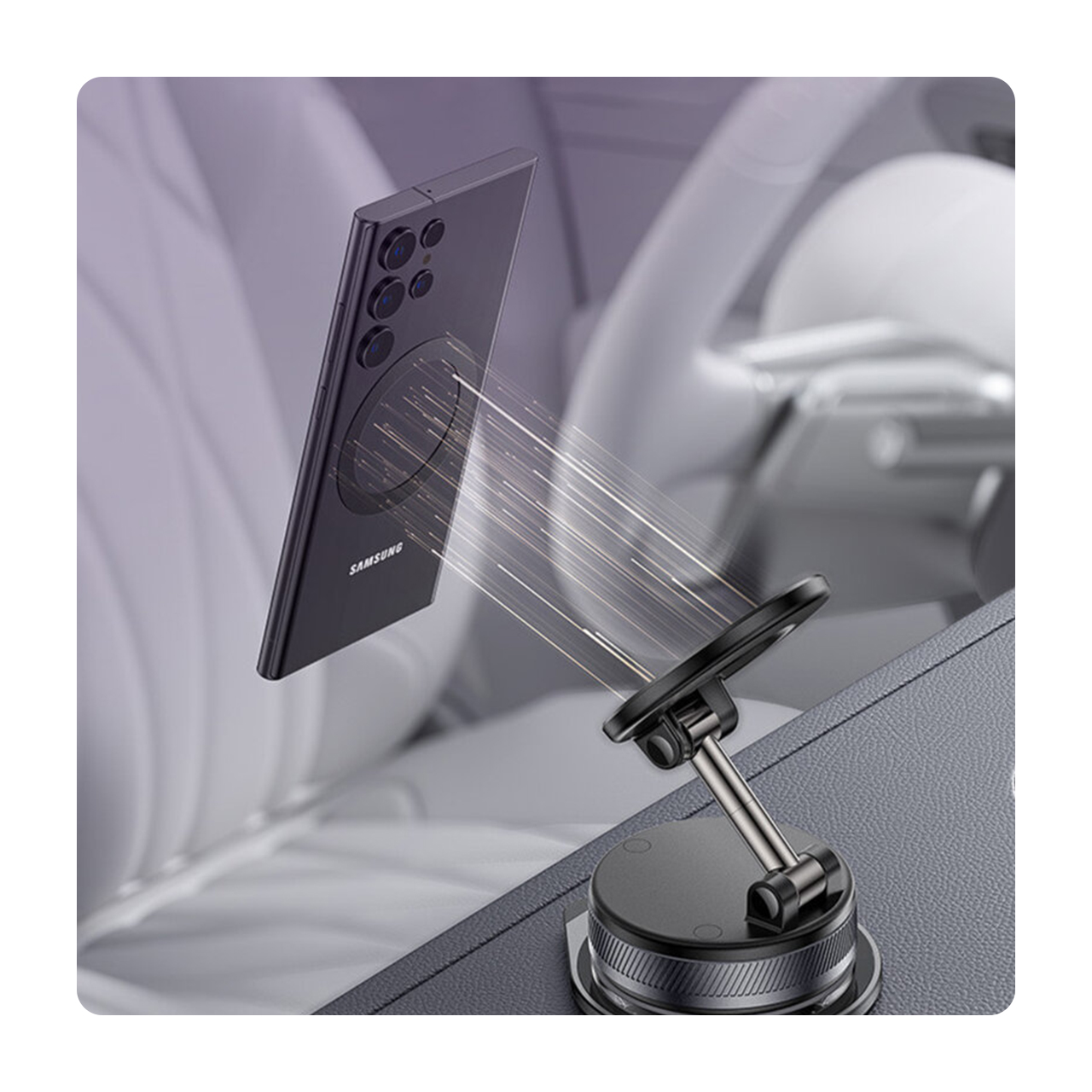 Držač za mobilni telefon yesido vakum sa magnetom - sklopivi (c228) black
