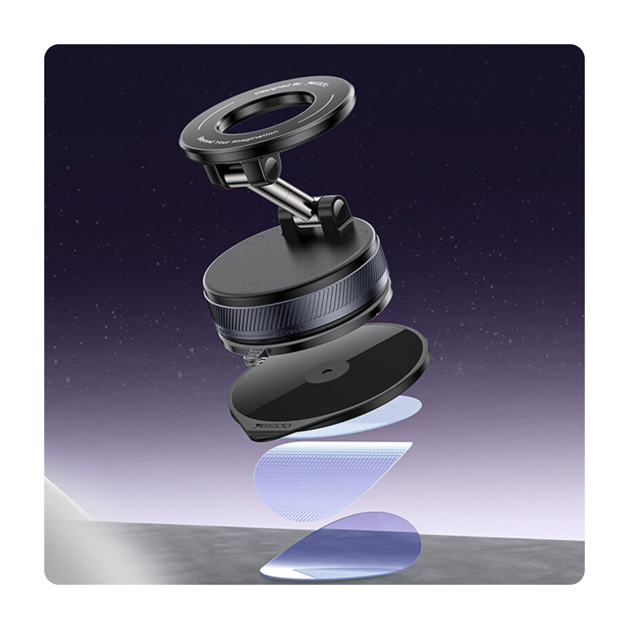 Držač za mobilni telefon yesido vakum sa magnetom - sklopivi (c228) black