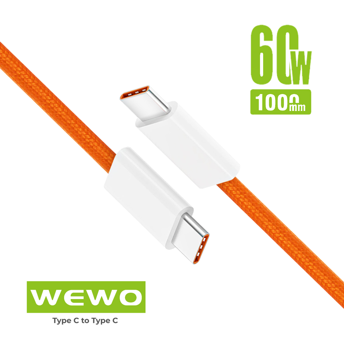 USB Data Cable WEWO CA-17 textile Type C na Type C 60W PD narandžasti 1m