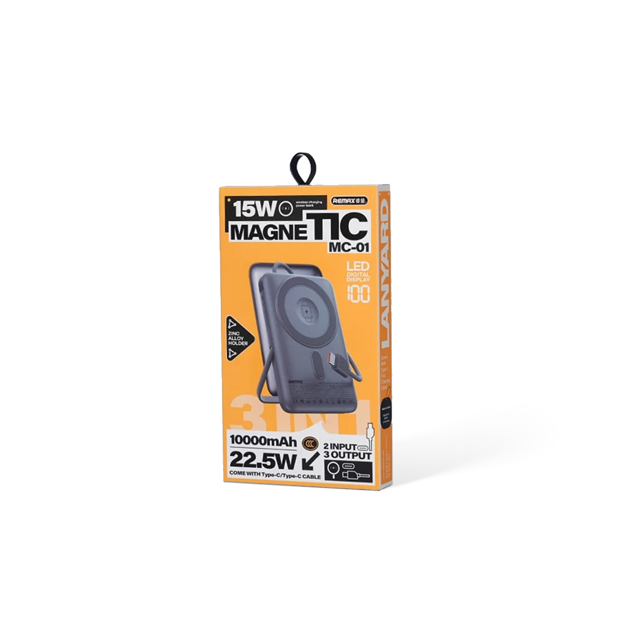Power bank remax mc-01 holder pd 22.5w magnetic wireless with type c cable 10000mah (srebrni)