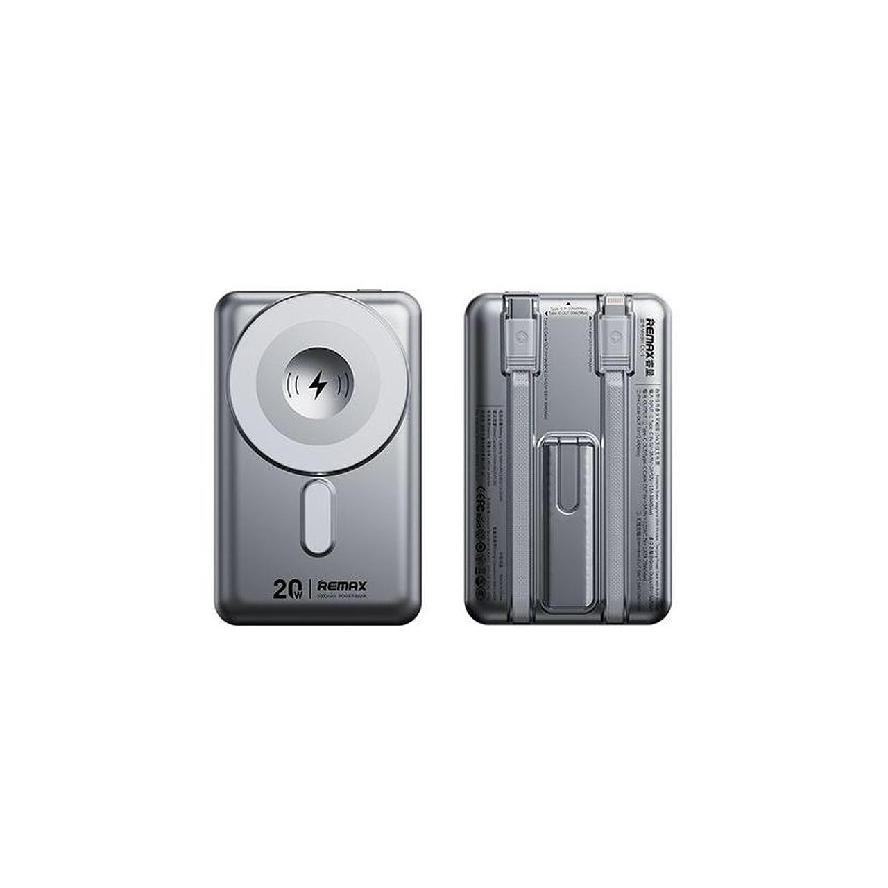 Power bank remax cx-2 holder pd 20w magnetic wireless 10000mah (srebrni)