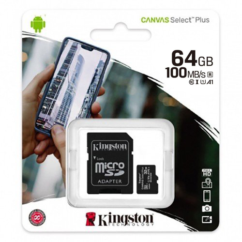 Kingston Micro SD 64GB 100MB/s Class 10 + SD adapter
