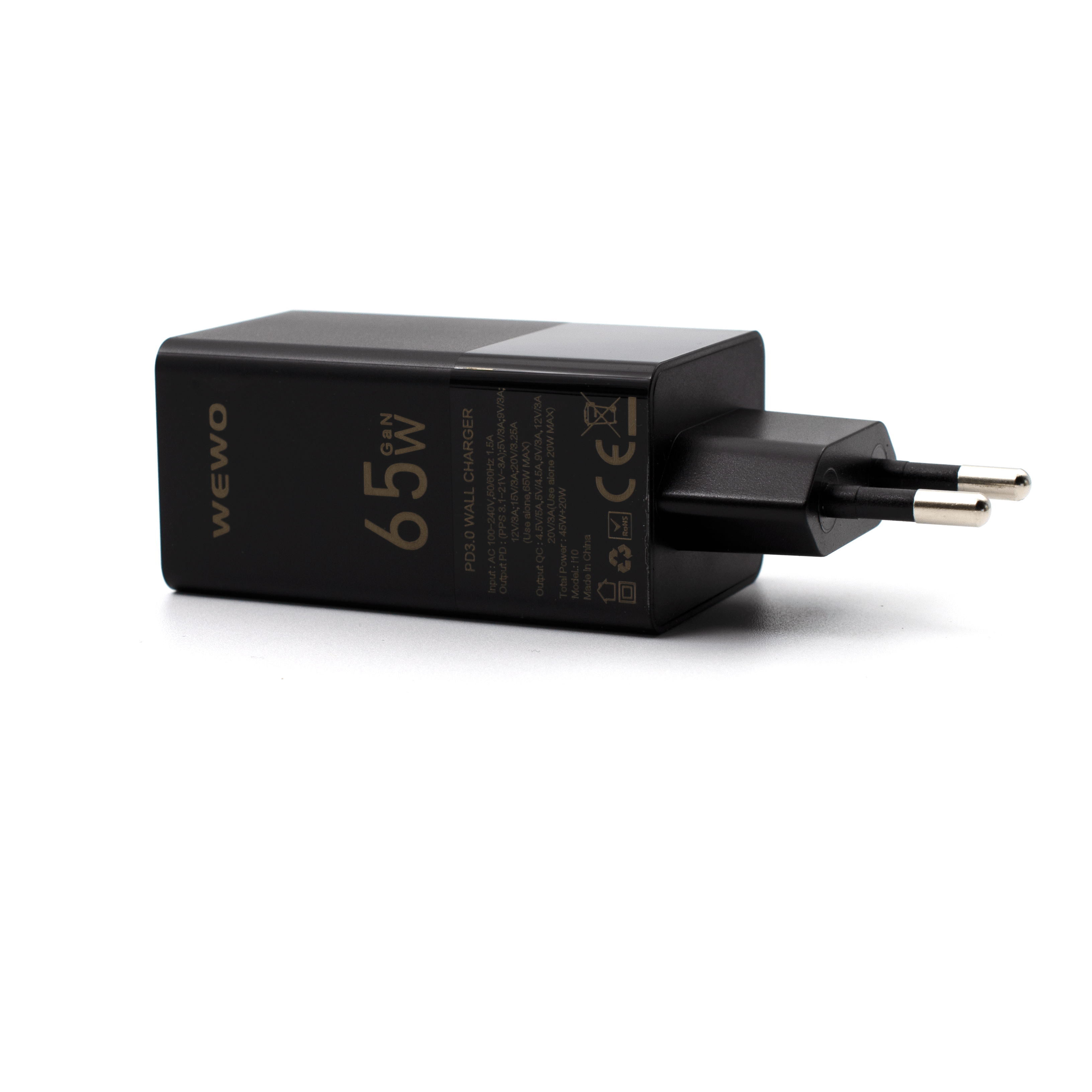 Wewo i10 pd+usb type-c punjač qc 65w/3a crni