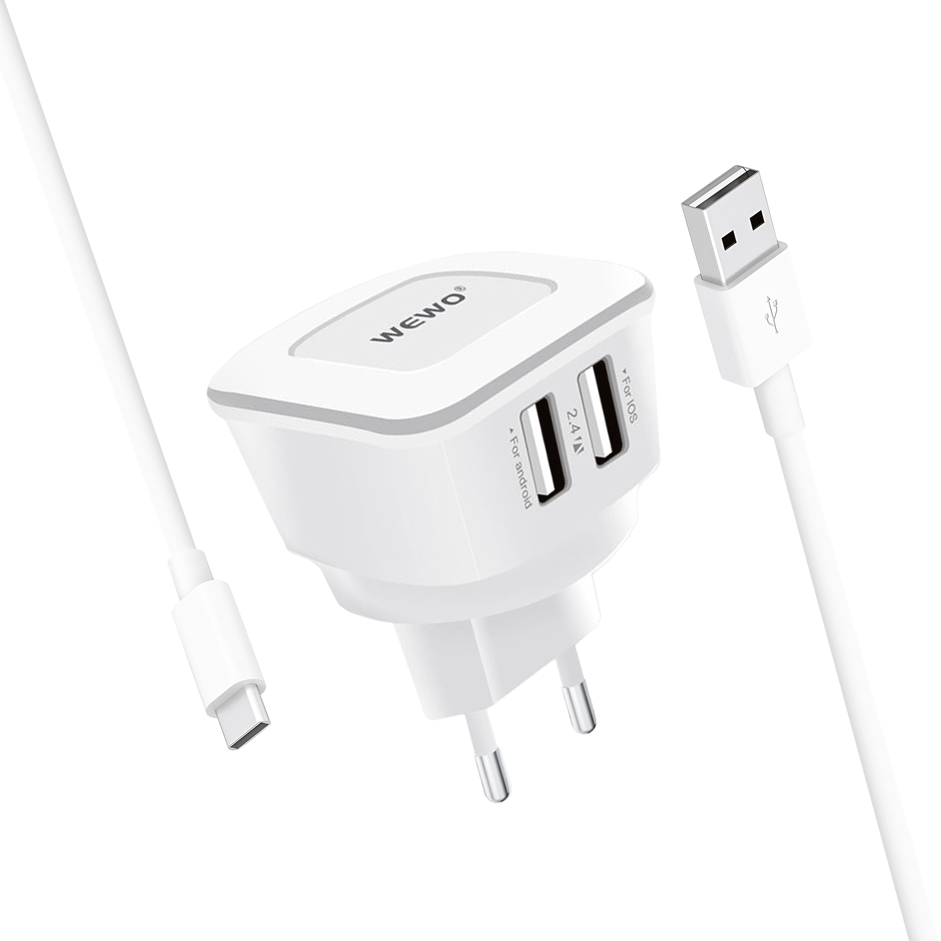 Wewo w-011 punjač 2xusb 2.4a + type-c usb cable