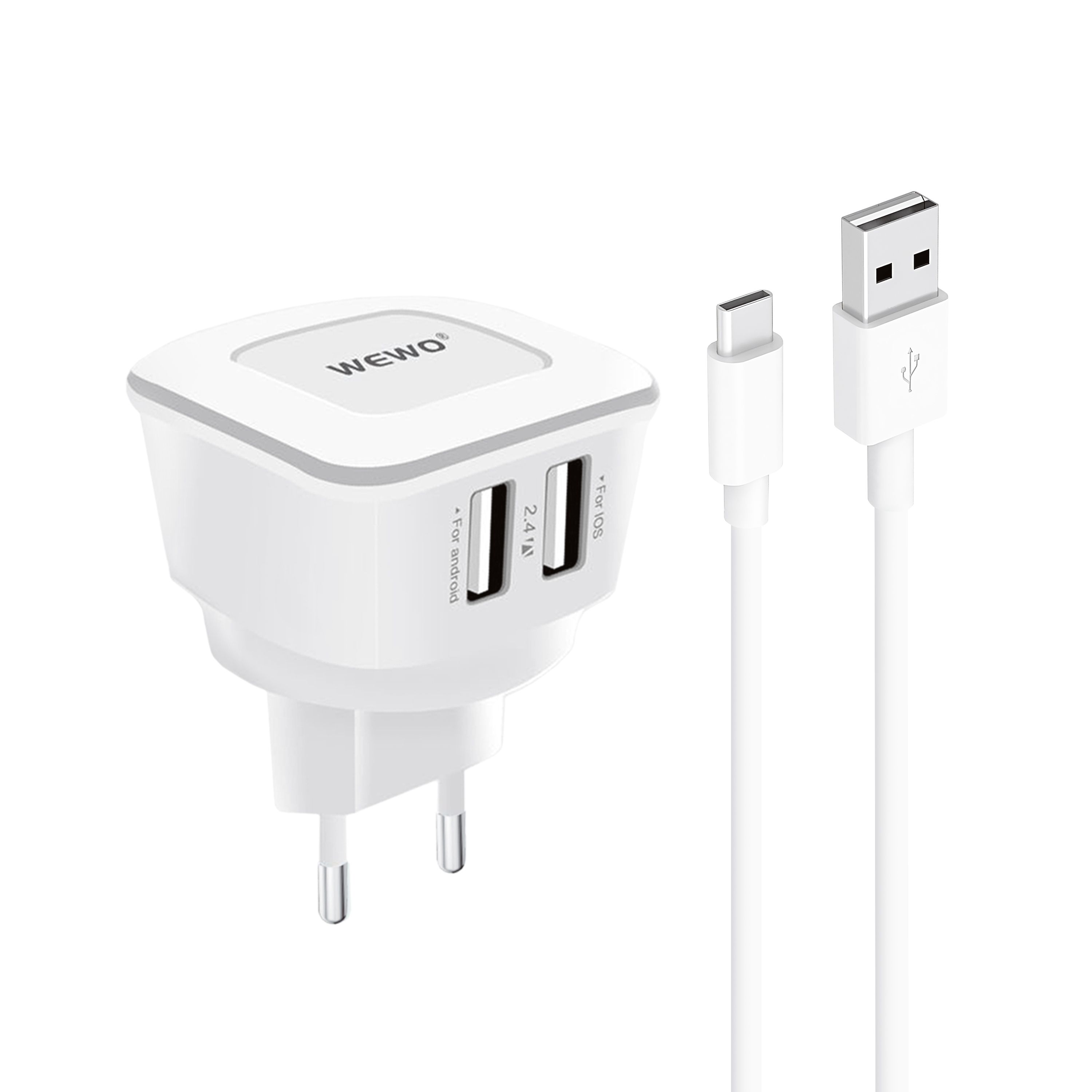 Wewo w-011 punjač 2xusb 2.4a + type-c usb cable