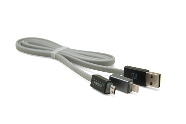 Usb data cable remax rc-026t dual za iphone 5/6/micro usb (2a) srebrni 1m