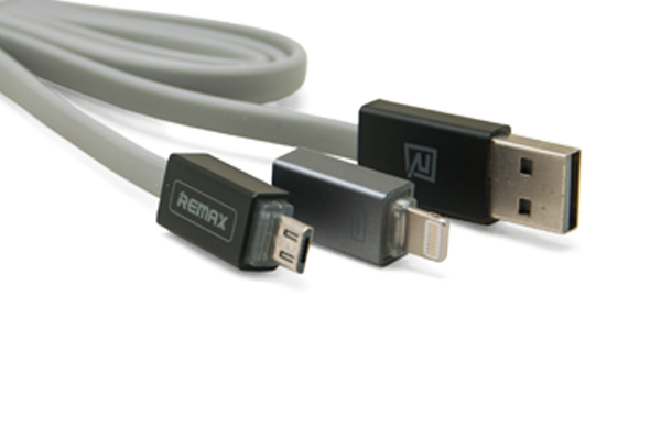 Usb data cable remax rc-026t dual za iphone 5/6/micro usb (2a) srebrni 1m