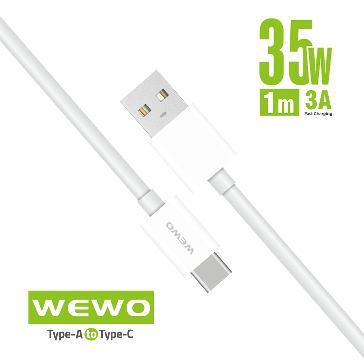 USB Data Cable WEWO CA-10 FAST 35W/3A Type C beli 1m
