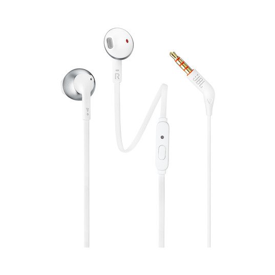 Slušalice jbl t205 chrome earbud slušalice (bubice), univerzalne kontrole, mikrofon, 3.5mm, siva