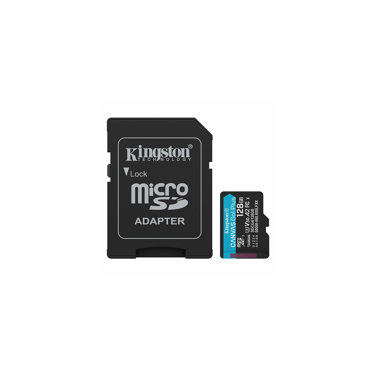Kingston Micro SD 128GB Canvas Go! Plus Class 10 UHS-I U3 V30 A2, Read up to 200MB/s, for 4k and Full HD video recordnig, w/SD adapter