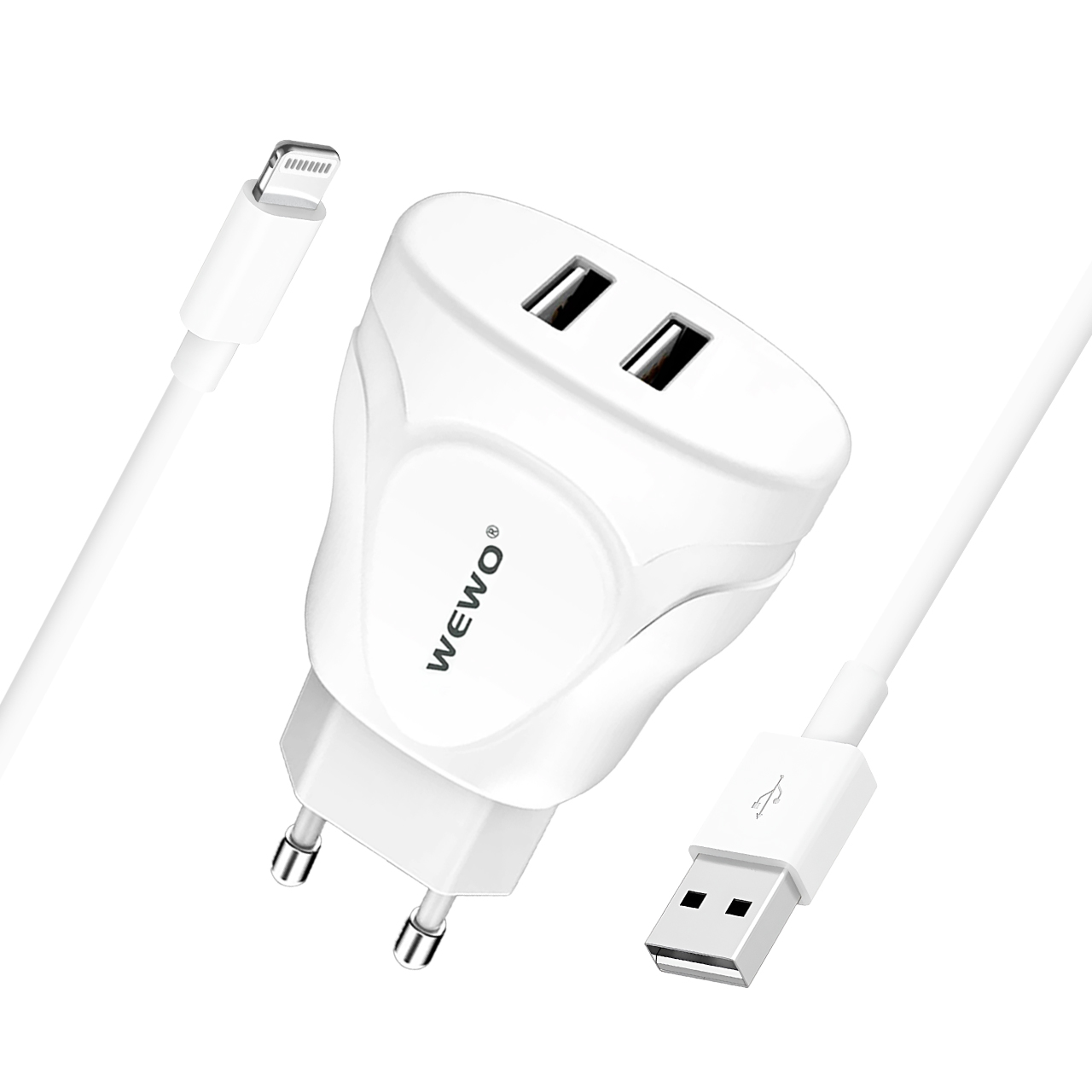 Wewo w-002 punjač 2xusb 2.1a + iphone usb data cable
