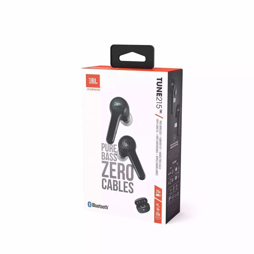 Slušalice jbl t215 tws black (in-ear bežične bluetooth slušalice sa futrolom za punjenje) crne