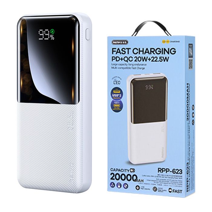 Power bank remax cynlle rpp-623 20w+22.5w pd/qc fast charge 20000mah (beli)