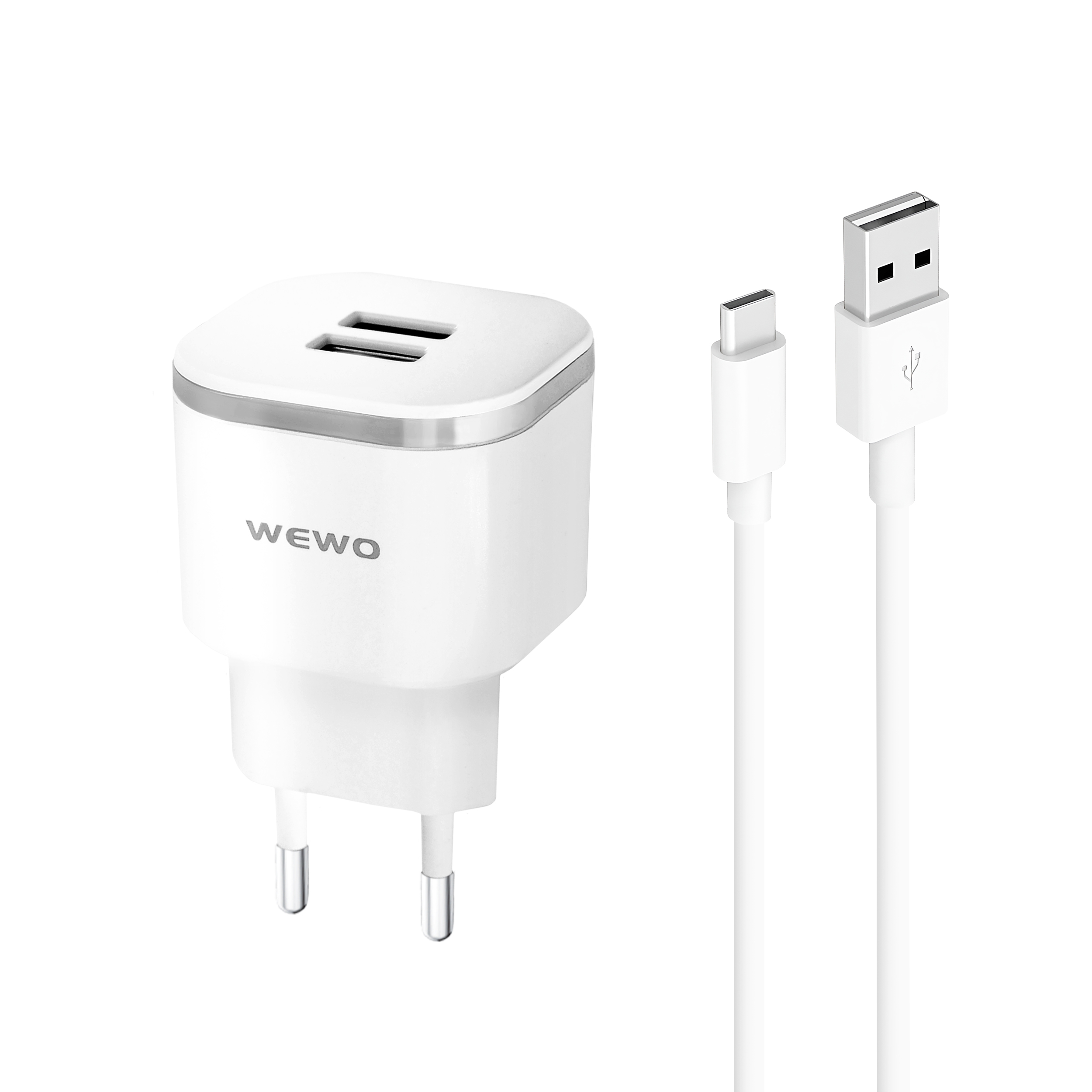Wewo w-001 punjač 2xusb 2.4a + type-c usb cable