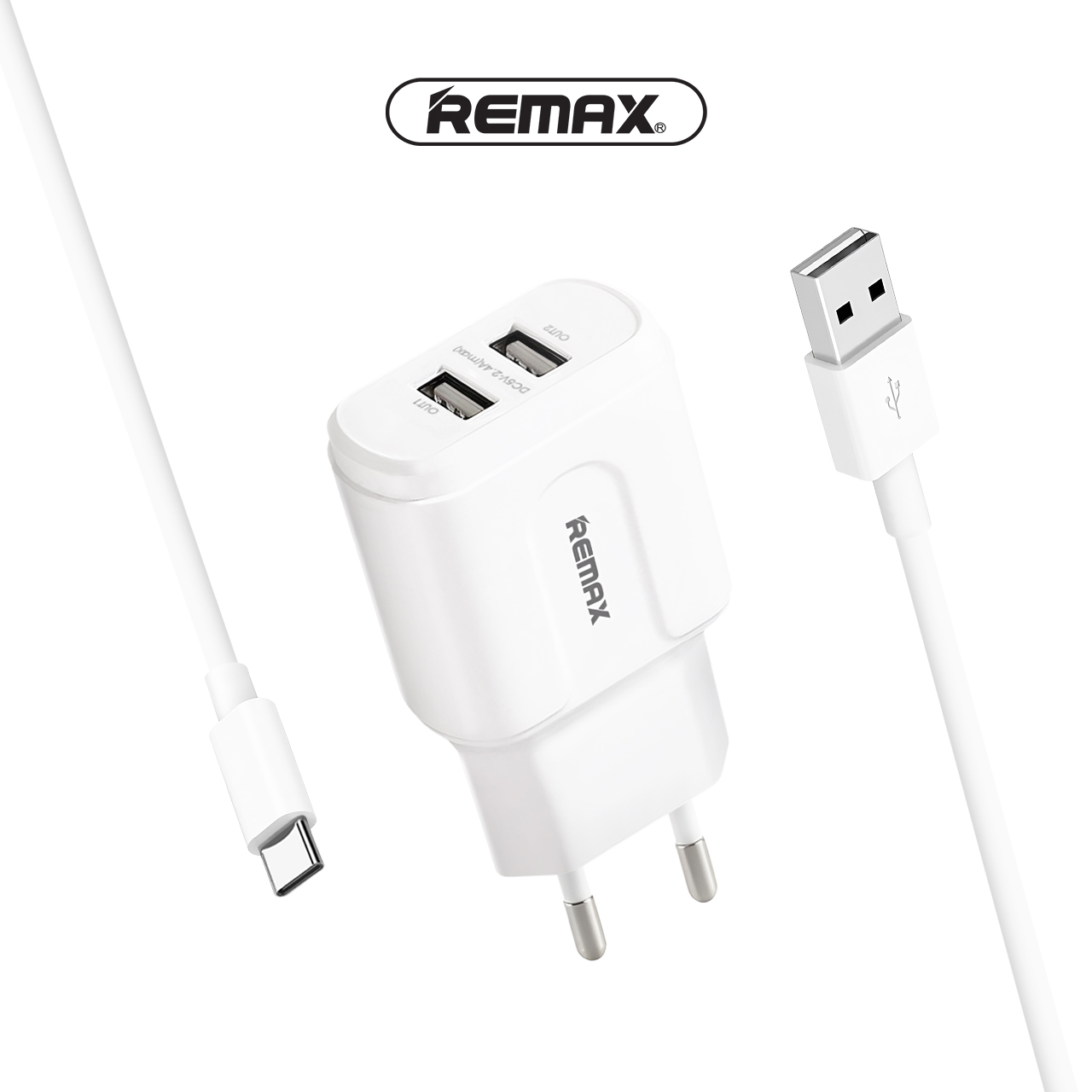 Punjač remax rp-u22 2xusb 2.4a + type-c usb cable
