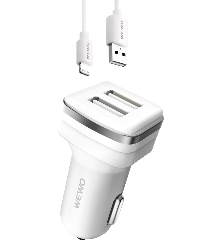 Wewo w-006 auto punjač 2xusb 2.4a + iphone usb data cable